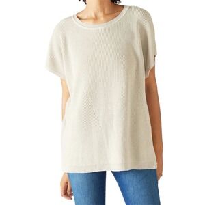 Mersea Camden Short Sleeve Sweater Desert Palm. Ivory. OS